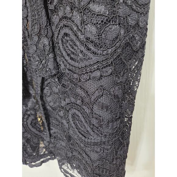 Leifsdottir Anthropologie Black Lace Gothic Romantic Belted Mini Dress, Size 4 - Picture 8 of 14